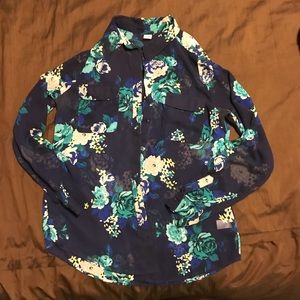 Floral sheer button down